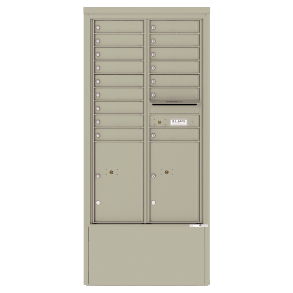 Free Standing Mailbox with 16 Tenant Compartments and 2 Parcel Lockers